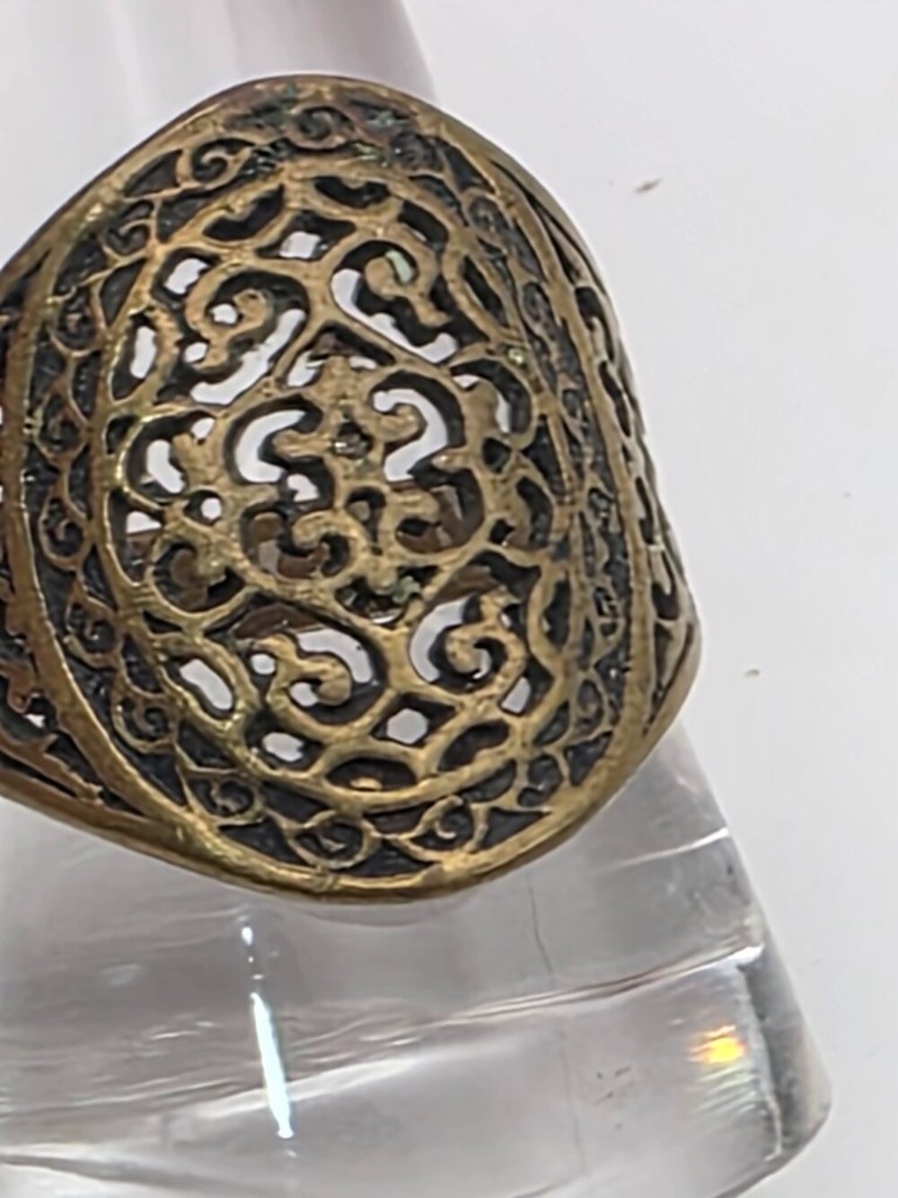 Premier Designs Jasmine Antique Brass Filigree Statement Ring Size 9-10